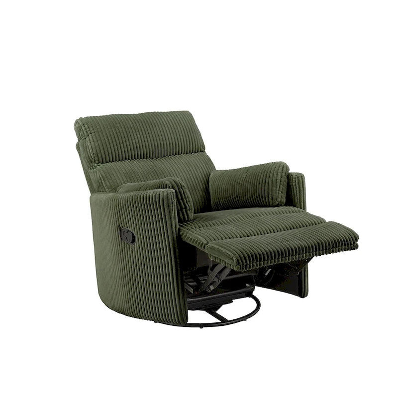 Montclair Plush Corduroy Fabric Manual Swivel Glider Recliner by iNSPIRE Q Classic