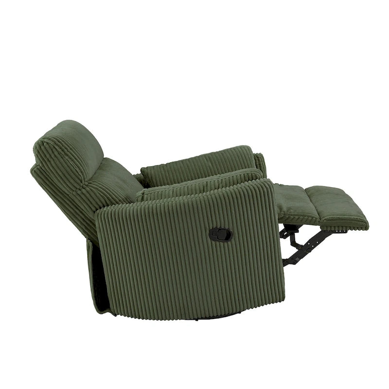 Montclair Plush Corduroy Fabric Manual Swivel Glider Recliner by iNSPIRE Q Classic