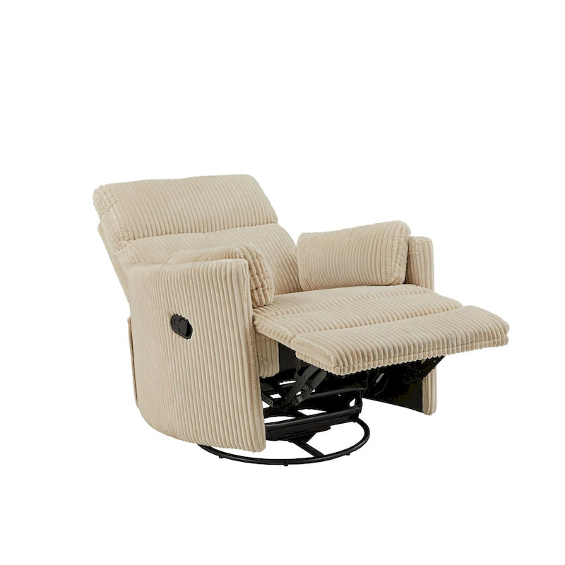 Montclair Plush Corduroy Fabric Manual Swivel Glider Recliner by iNSPIRE Q Classic