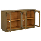4-Door Large Storage Buffet Cabinet with Arched Glass Doors & Adjustable Shelves
