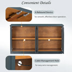 4-Door Large Storage Buffet Cabinet with Arched Glass Doors & Adjustable Shelves