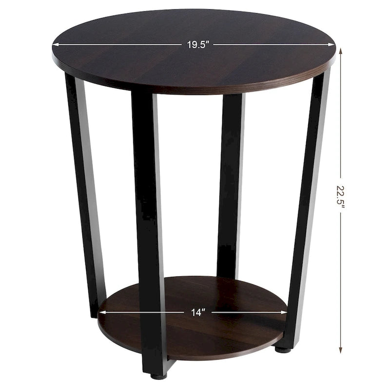 Costway Set of 2 Industrial End Table Sofa Side Table Nightstand Shelf