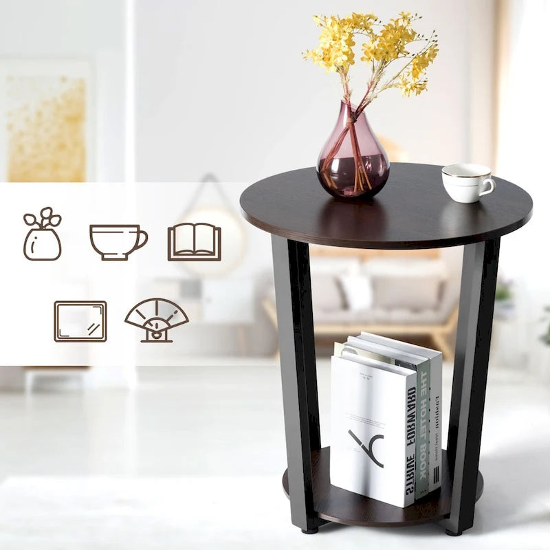 Costway Set of 2 Industrial End Table Sofa Side Table Nightstand Shelf