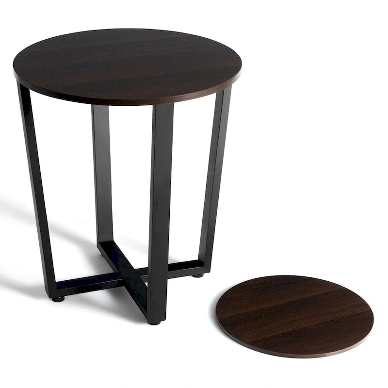 Costway Set of 2 Industrial End Table Sofa Side Table Nightstand Shelf