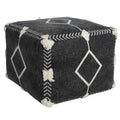 18 Black Cotton Geometric Pouf Ottoman for Living Room Seating and Footrest