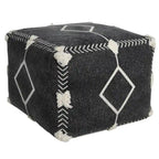 18 Black Cotton Geometric Pouf Ottoman for Living Room Seating and Footrest