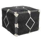 18 Black Cotton Geometric Pouf Ottoman for Living Room Seating and Footrest