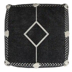 18 Black Cotton Geometric Pouf Ottoman for Living Room Seating and Footrest