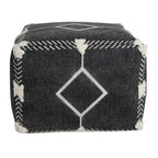 18 Black Cotton Geometric Pouf Ottoman for Living Room Seating and Footrest