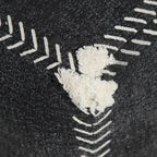 18 Black Cotton Geometric Pouf Ottoman for Living Room Seating and Footrest