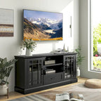 Gymax Farmhouse TV Stand for TVs up to 70 Media Center w/ Glass