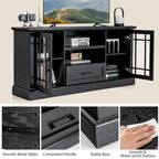Gymax Farmhouse TV Stand for TVs up to 70 Media Center w/ Glass
