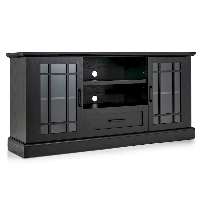 Gymax Farmhouse TV Stand for TVs up to 70 Media Center w/ Glass