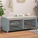 Distressed Shutter Shoe Bench with Storage & Cushion