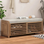 Distressed Shutter Shoe Bench with Storage & Cushion