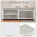 Distressed Shutter Shoe Bench with Storage & Cushion