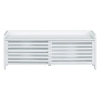 Distressed Shutter Shoe Bench with Storage & Cushion