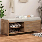 Distressed Shutter Shoe Bench with Storage & Cushion