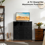 Tall Dresser Storage Tower with 9 Fabric Drawers