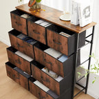 Tall Dresser Storage Tower with 9 Fabric Drawers