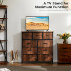 Tall Dresser Storage Tower with 9 Fabric Drawers