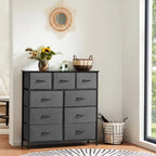 Tall Dresser Storage Tower with 9 Fabric Drawers
