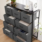 Tall Dresser Storage Tower with 9 Fabric Drawers