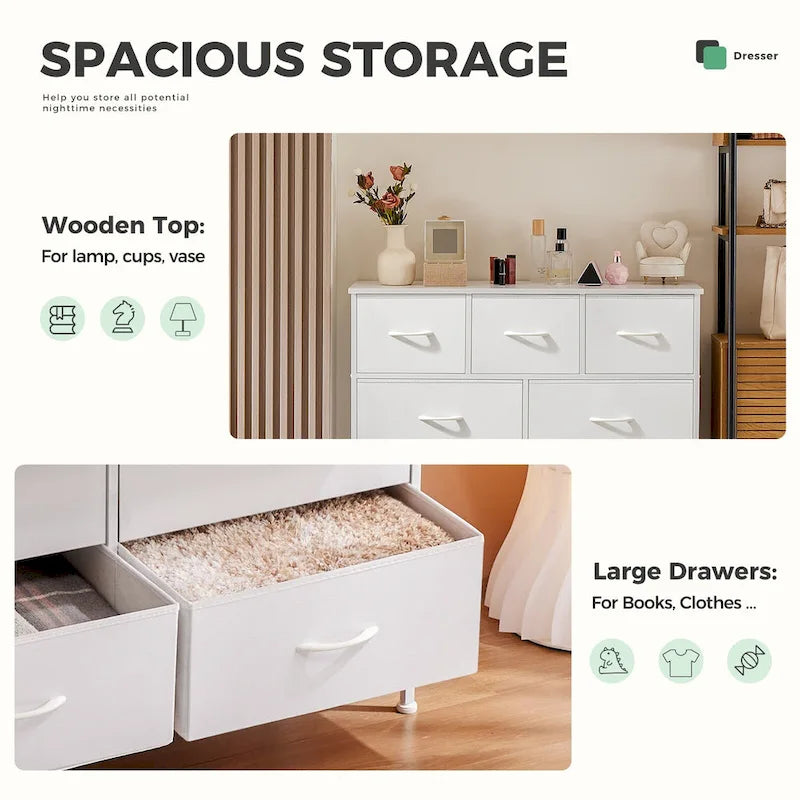 Tall Dresser Storage Tower with 9 Fabric Drawers