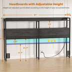 Headboard with Storage Drawers and LED Light, Head Board with Outlets, USB Ports