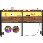 Headboard with Storage Drawers and LED Light, Head Board with Outlets, USB Ports