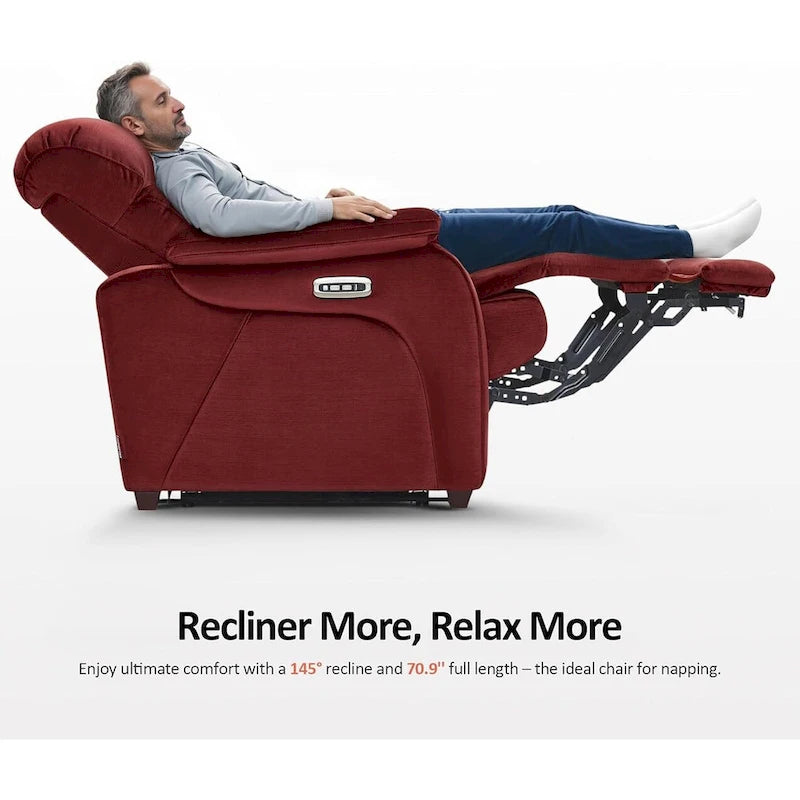 MCombo Zero Wall-Hugger Power Recliner Chair with Adjustable Headrest, Perfect for Small Spaces and RV, Fabric ST257