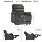 MCombo Zero Wall-Hugger Power Recliner Chair with Adjustable Headrest, Perfect for Small Spaces and RV, Fabric ST257