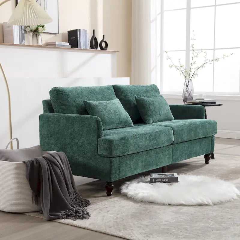 Modern Chenille Fabric Loveseat, 2-Seat Upholstered Loveseat Sofa
