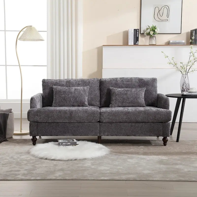 Modern Chenille Fabric Loveseat, 2-Seat Upholstered Loveseat Sofa