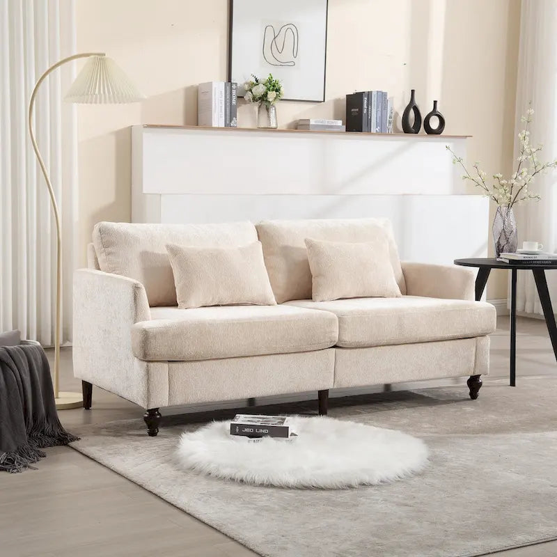 Modern Chenille Fabric Loveseat, 2-Seat Upholstered Loveseat Sofa