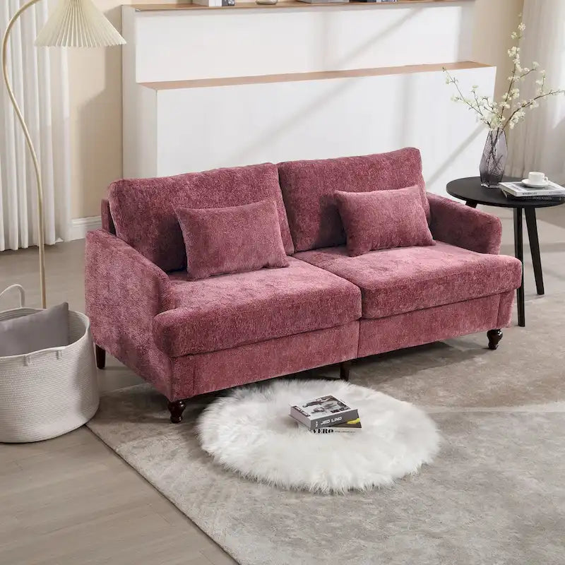 Modern Chenille Fabric Loveseat, 2-Seat Upholstered Loveseat Sofa