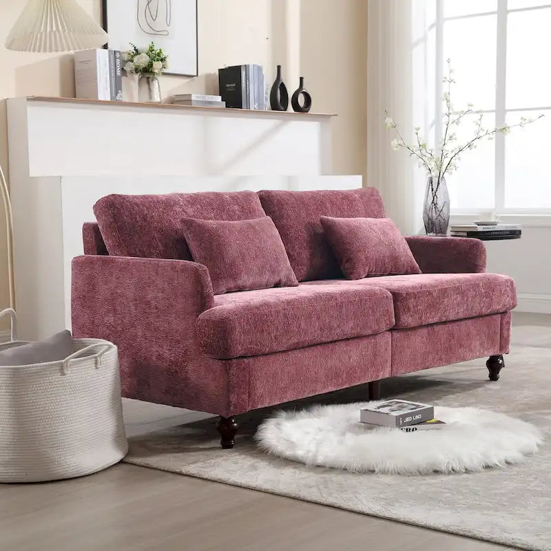 Modern Chenille Fabric Loveseat, 2-Seat Upholstered Loveseat Sofa