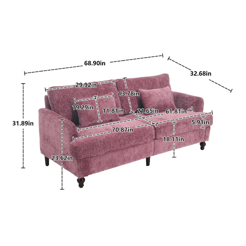 Modern Chenille Fabric Loveseat, 2-Seat Upholstered Loveseat Sofa