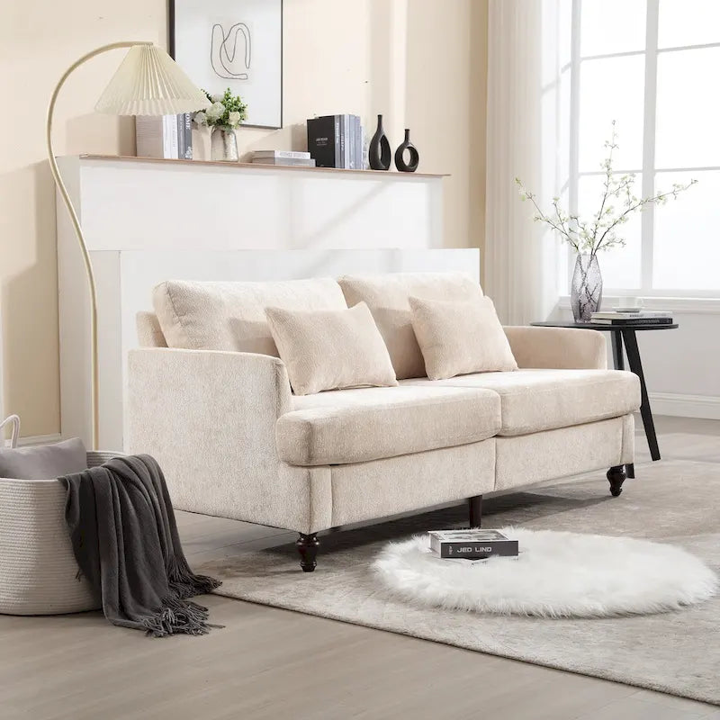 Modern Chenille Fabric Loveseat, 2-Seat Upholstered Loveseat Sofa