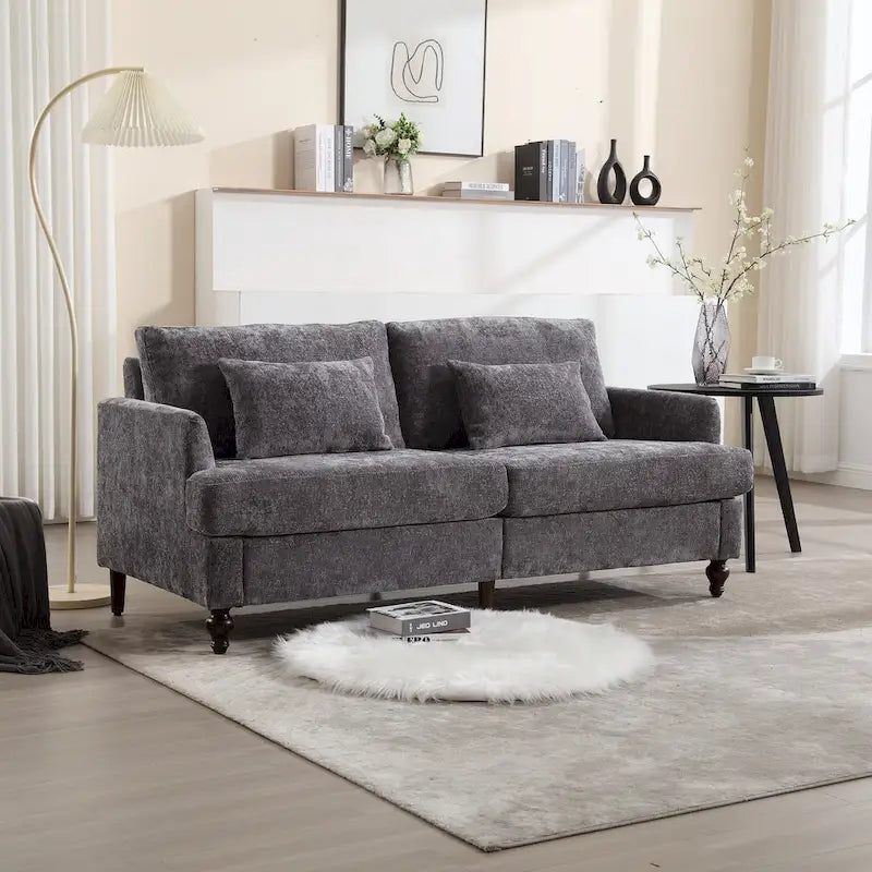 Modern Chenille Fabric Loveseat, 2-Seat Upholstered Loveseat Sofa