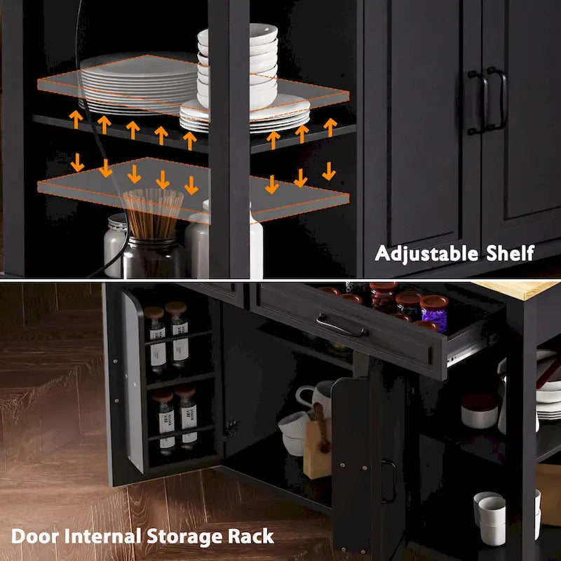 47 Inch Kitchen Island With Extendable Dining Table(no include stool)