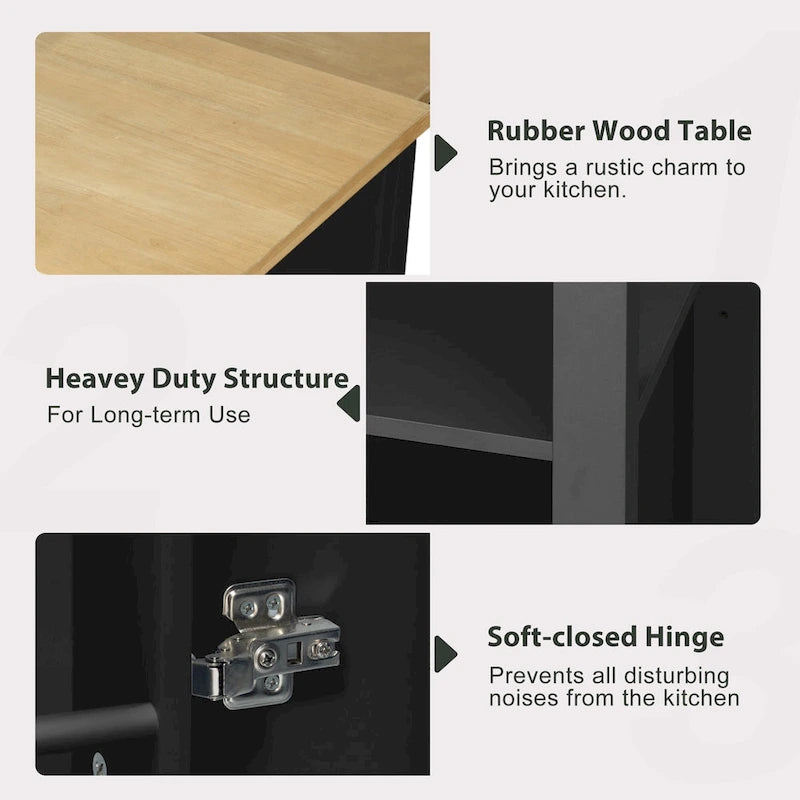 47 Inch Kitchen Island With Extendable Dining Table(no include stool)