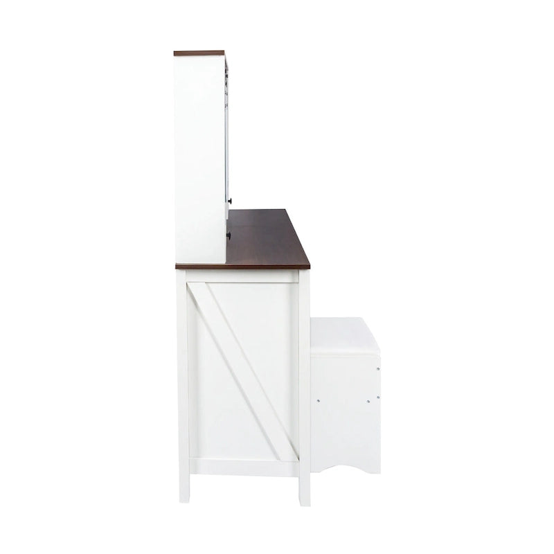 Farmhouse Makeup Vanity with Mirror and Lights