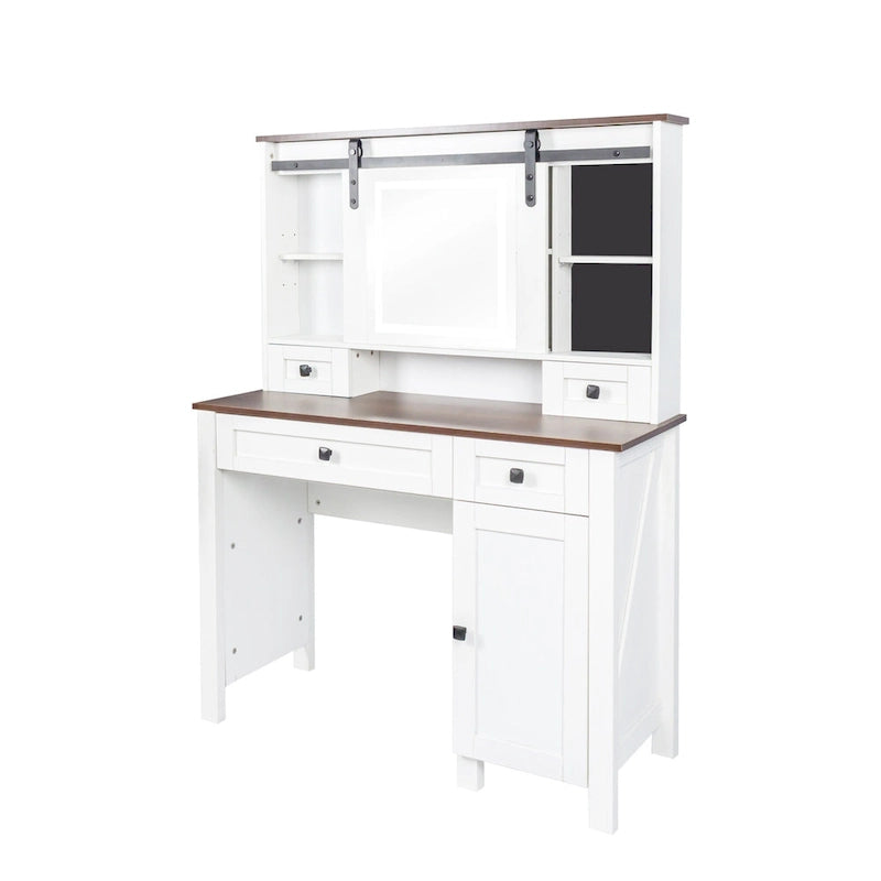 Farmhouse Makeup Vanity with Mirror and Lights