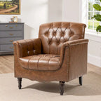 Tufted Accent Chair Vegan Leather Armchair for Living Room