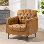 Tufted Accent Chair Vegan Leather Armchair for Living Room