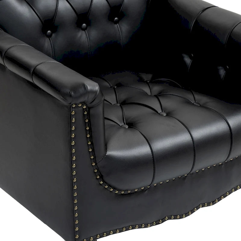 Tufted Accent Chair Vegan Leather Armchair for Living Room