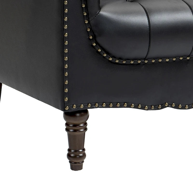 Tufted Accent Chair Vegan Leather Armchair for Living Room