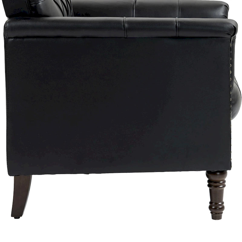 Tufted Accent Chair Vegan Leather Armchair for Living Room