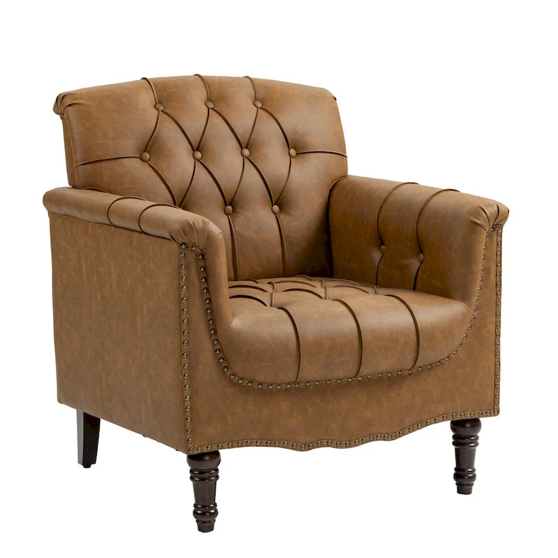 Tufted Accent Chair Vegan Leather Armchair for Living Room